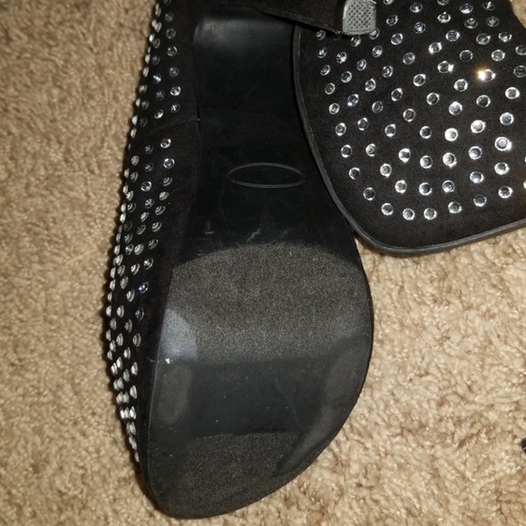 Black RHINESTONES DIAMONDS SHINY sexy 6 INCH HEELS - Picture 7 of 8